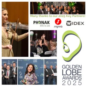 Highlights from AIHHP’s Golden Lobe Awards 2025 with winners, guests, live music, and partner logos Phonak, Signia, and Widex.